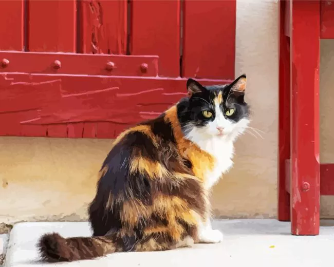 calico cat long hair Diamond By Numbers Calico Cat Long Hair Diamond Painting