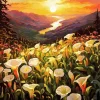 Calla Lily Valley At Sunset Diamond Painting