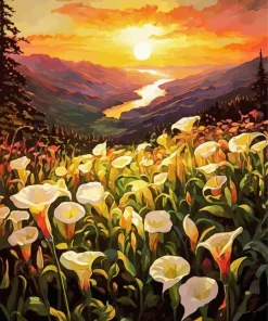 Calla Lily Valley At Sunset Diamond Painting