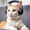 Cat Wearing Headphones Diamond Painting