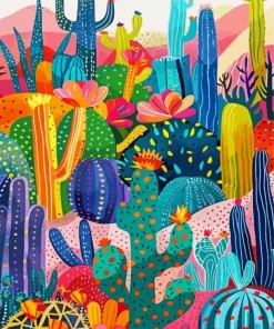 Colorful Cactus Diamond Painting