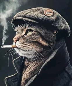 Gangster Cat Smoking Art Diamond Painting