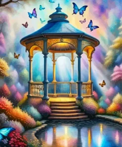 Gazebo And Butterflies Diamond Painting