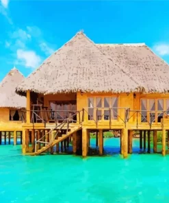 Maldive Huts Diamond Painting