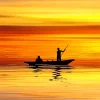 Man In Boat Silhouette Diamond Painting