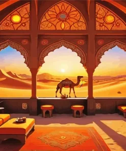 Arabian Camel At Sunset Diamond Painting