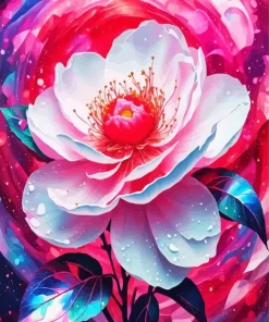 Blooming Pink Camellia Flower Diamond Painting
