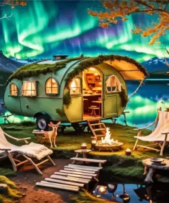 Iceland Caravan Camp Diamond Painting
