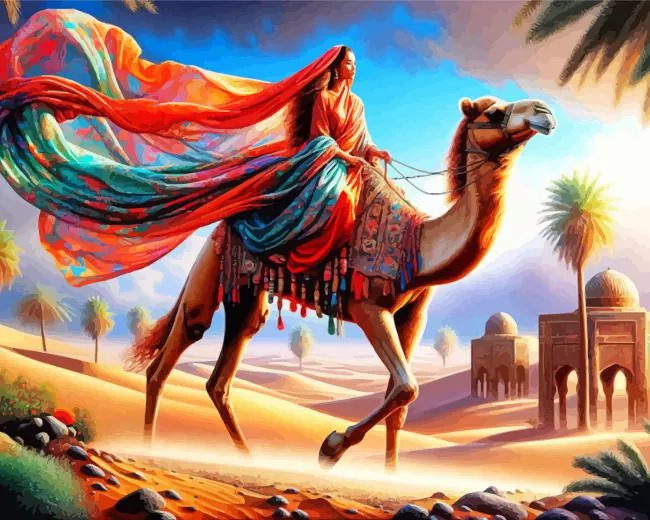 Indian Girl On Camel daimond by number Indian Girl On Camel Diamond Painting