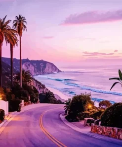 Pink Sunset California Diamond Painting