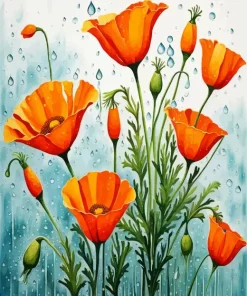 California Poppy Flowers Diamond Painting
