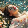 Girl Laying In Floral Water Diamond Painting