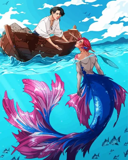 mermaid and fisherman Diamond Paintings Mermaid And Fisherman Diamond Painting
