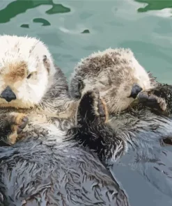 Otters Holding Hands Diamond Painting