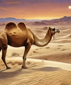 Wild Camel In Desert Diamond Painting