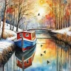 Winter Canal Boat Diamond Painting
