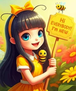 Black Hair Girl Diamond Painting