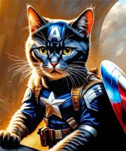Captain America Cat Diamond Painting