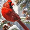 Cardinal in Snow Diamond Painting
