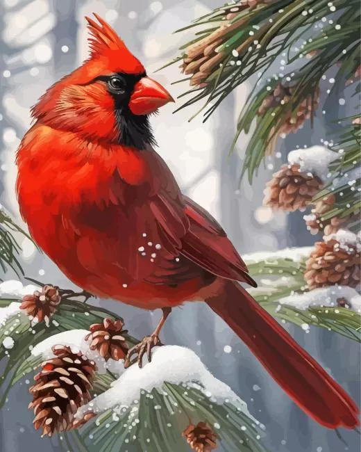 Cardinal in Snow Diamond Painting Cardinal in Snow Diamond Painting