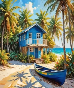 Caribbean Beach Cabin Diamond Painting
