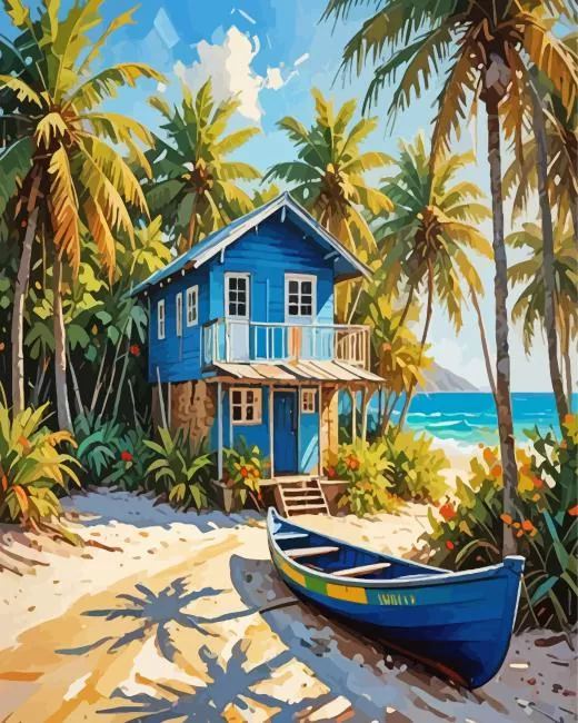 Caribbean Beach Cabin Diamond Painting Caribbean Beach Cabin Diamond Painting