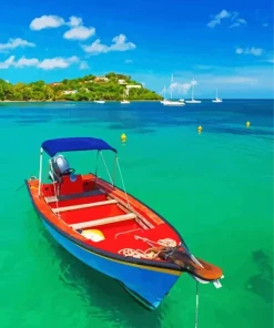 Caribbean Fishing Boat Diamond Painting