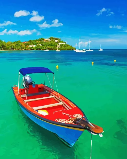Caribbean Fishing Boat Diamond Painting Caribbean Fishing Boat Diamond Painting