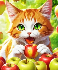 Cat and Apples Diamond Painting