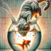 Cat in Fish Bowl Diamond Painting