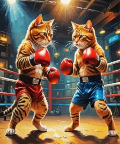Cats Boxing Diamond Painting