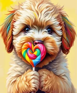 Cavoodle with Lollypop Diamond Painting