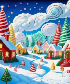 Christmas Candy City Diamond Painting