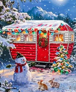 Christmas Red Caravan Diamond Painting