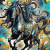Colorful Friesian Horse Diamond Painting