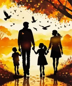 Family Silhouette Diamond Painting