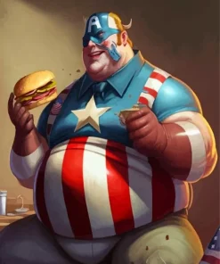 Fat Captain America Eating Diamond Painting