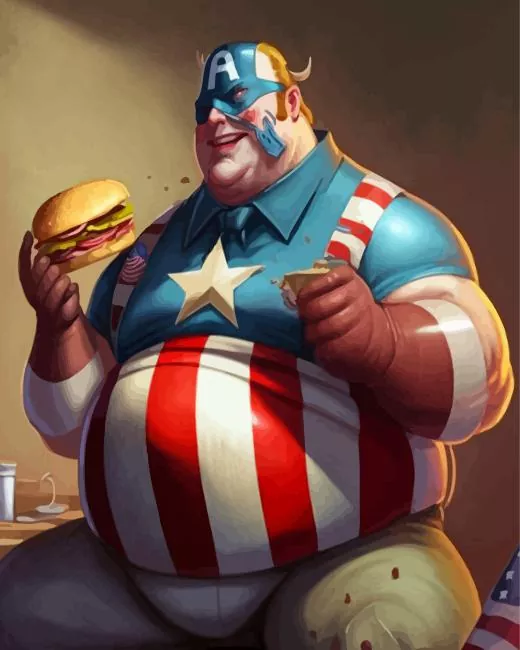 Fat Captain America Eating Diamond Painting Fat Captain America Eating Diamond Painting