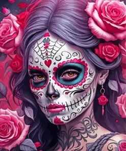 Floral Sugar Skull Diamond Painting