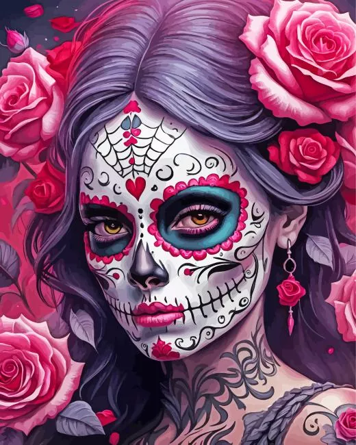 Floral Sugar Skull Diamond Painting Floral Sugar Skull Diamond Painting