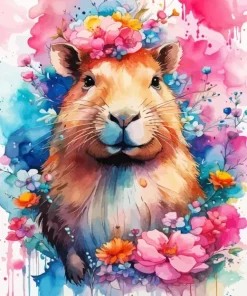 Flowering Capybara Diamond Painting