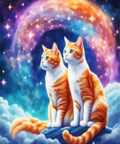 Ginger Cats in Space Diamond Painting