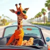 Giraffe in Car Diamond Painting
