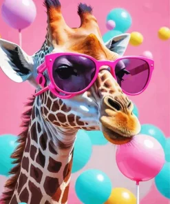 Giraffe with Glasses Diamond Painting