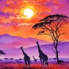 Giraffes Silhouette Diamond Painting