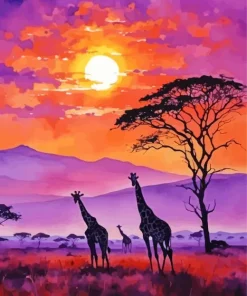 Giraffes Silhouette Diamond Painting