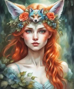 Girl Fox Diamond Painting