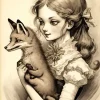 Girl Holding Fox Diamond Painting