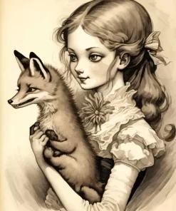 Girl Holding Fox Diamond Painting