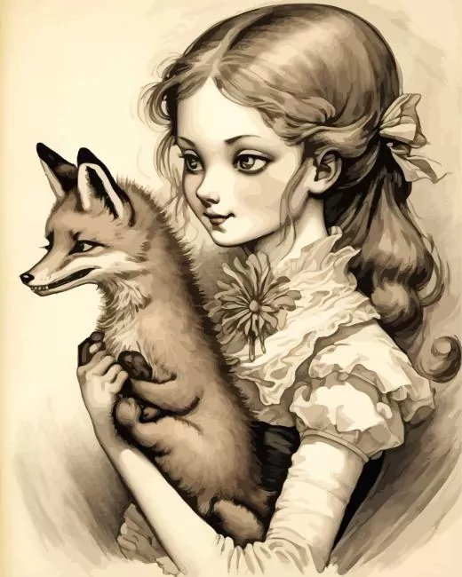 Girl Holding Fox Diamond Painting Girl Holding Fox Diamond Painting
